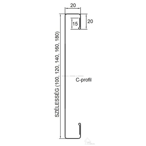 "C" profilos kerítéselem választható szélességgel