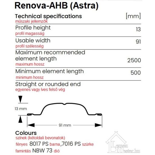 Renova-AHB acél kerítéselem, kétoldalon színezett 